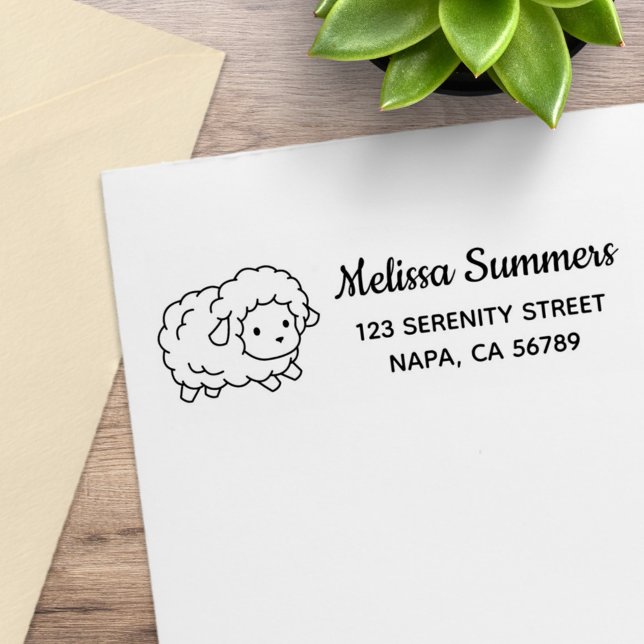 Cute Little Sheep Ewe Return Address Gummistempel (Von Creator hochgeladen)