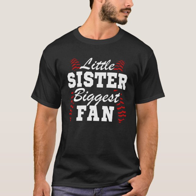 Cute Little Sister Biggest Fan Baseball Sister Bas T-Shirt (Vorderseite)