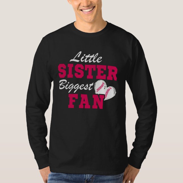 Cute Little Sister Biggest Fan Baseball Sister Bas T-Shirt (Vorderseite)