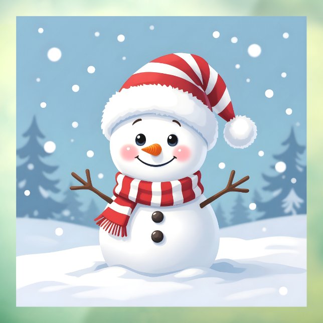 Cute little snowman with scarf & hat fensteraufkleber (Blatt 3)