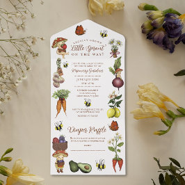 Cute Little Sprout Baby Shower and Diaper Raffle All In One Einladung