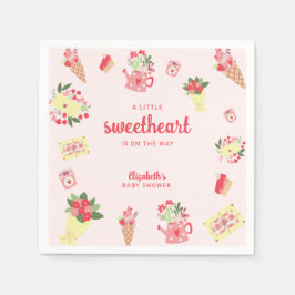 Cute Little Sweetheart on the Way Baby Shower pink Serviette