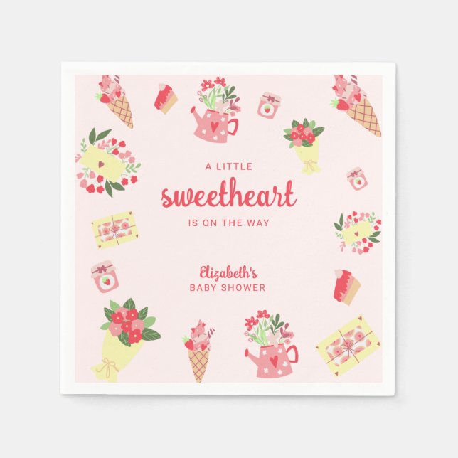Cute Little Sweetheart on the Way Baby Shower pink Serviette (Vorderseite)