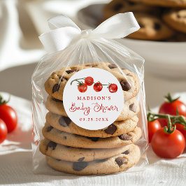 Cute Little Tomato Baby Shower Runder Aufkleber