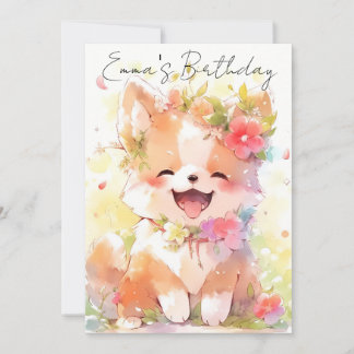 Cute little Watercolor Dog Birthday Einladung
