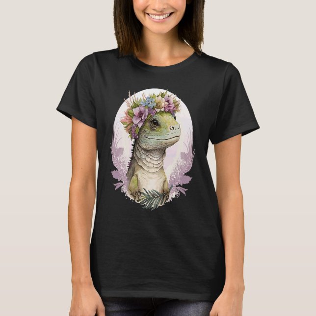 Cute Lizard Flower Crown Lizard T-Shirt (Vorderseite)