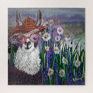 .Cute Llama Art With Glasses. And Art Puzzle