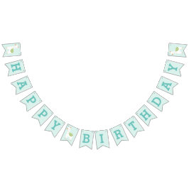Cute Llama Baby Kids Birthday Aqua bunting banner