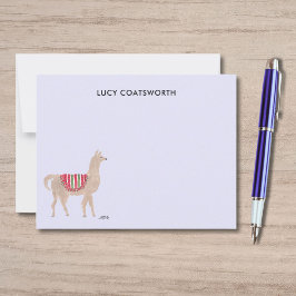 Cute Llama Boho Hand-Painted Personalized Farm Mitteilungskarte