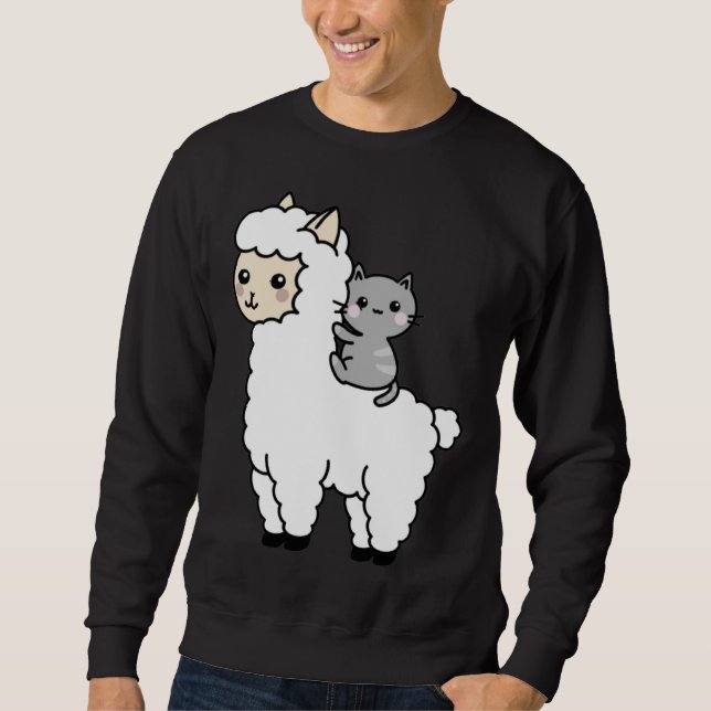 Cute Llama Cat Best Friends Sweatshirt (Vorderseite)