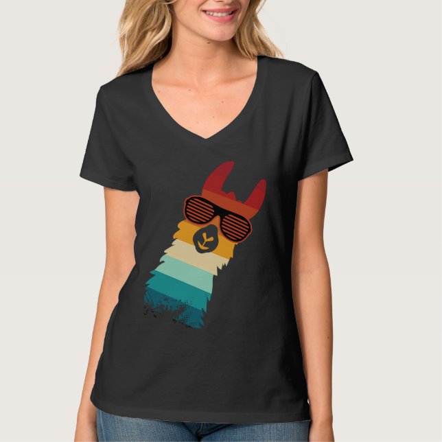 cute llama for llama and alpaca  retro T-Shirt (Vorderseite)