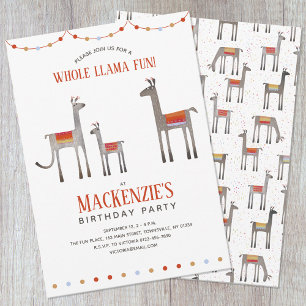 Cute Llama Fun Birthday Invitation Einladung