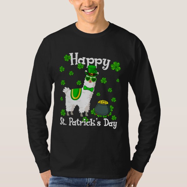 Cute Llama  Happy St Patrick s Day Shamrock Irish T-Shirt (Vorderseite)