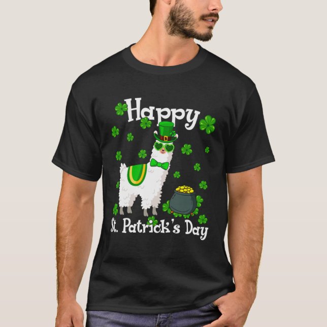 Cute Llama  Happy St Patrick s Day Shamrock Irish T-Shirt (Vorderseite)