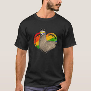 Cute Llama Rainbow Heart Animal Lover Gay Lesbian T-Shirt