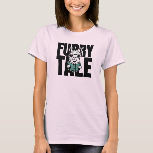 Cute Llama Reading Book T-Shirt (Vorderseite)