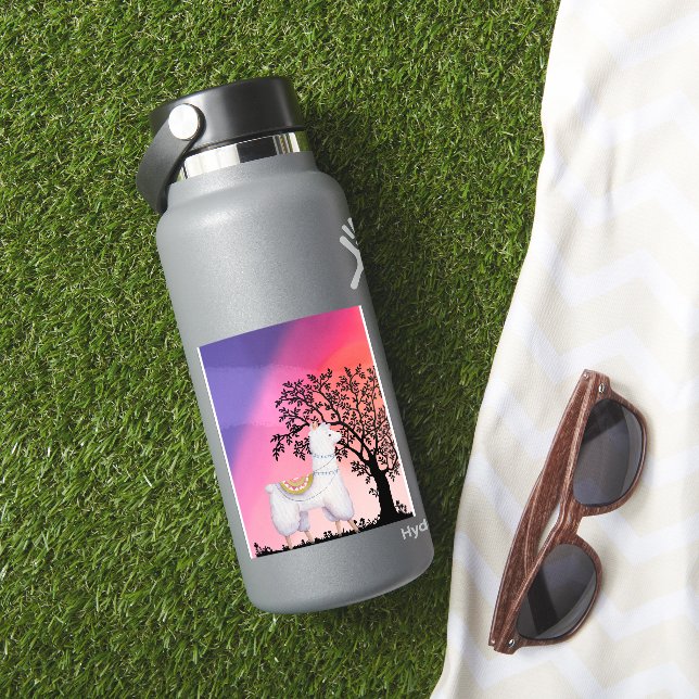 Cute Llama Sunset Stickers Aufkleber (HydroFlask Insitu)