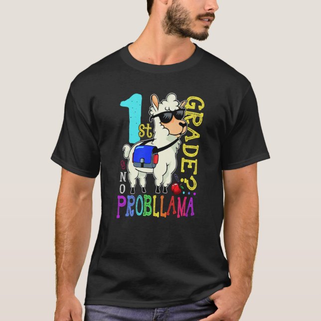 Cute Llama Team 1st Grade Back To School No Probll T-Shirt (Vorderseite)