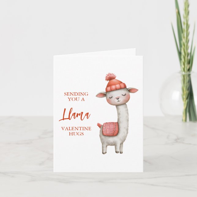 Cute Llama Valentine's Day Card, Valentine (Vorderseite)
