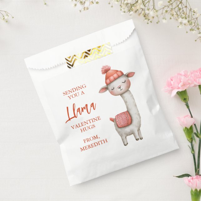 Cute Llama Valentine's Day Treat Sack, Valentine Geschenktütchen (Versiegelt)