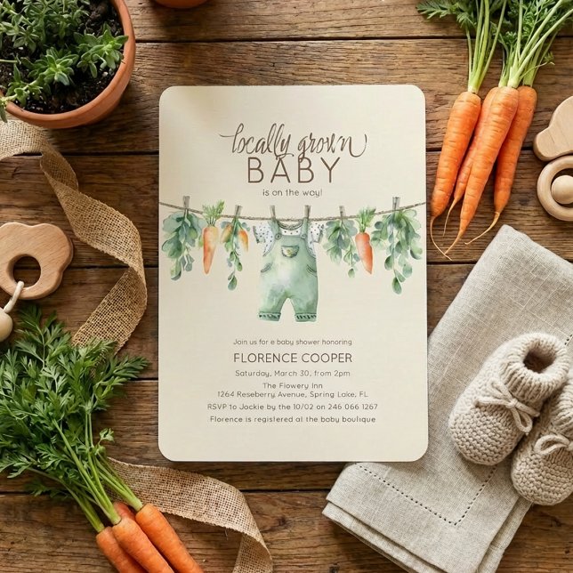 Cute Locally Grown Baby Shower Invitation Einladung (Von Creator hochgeladen)