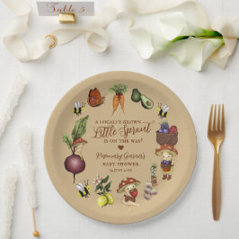 Cute Locally Grown Little Sprout Baby Shower Pappteller