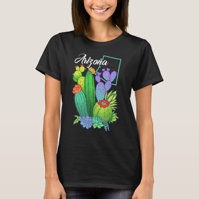 Cute Love Arizona Blooming Cactus Flowers T-Shirt (Vorderseite)