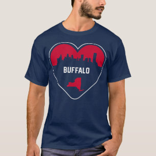 Cute Love Buffalo Cityscape Red Skyline Heart Desi T-Shirt