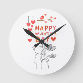 Cute Love Couple Runde Wanduhr