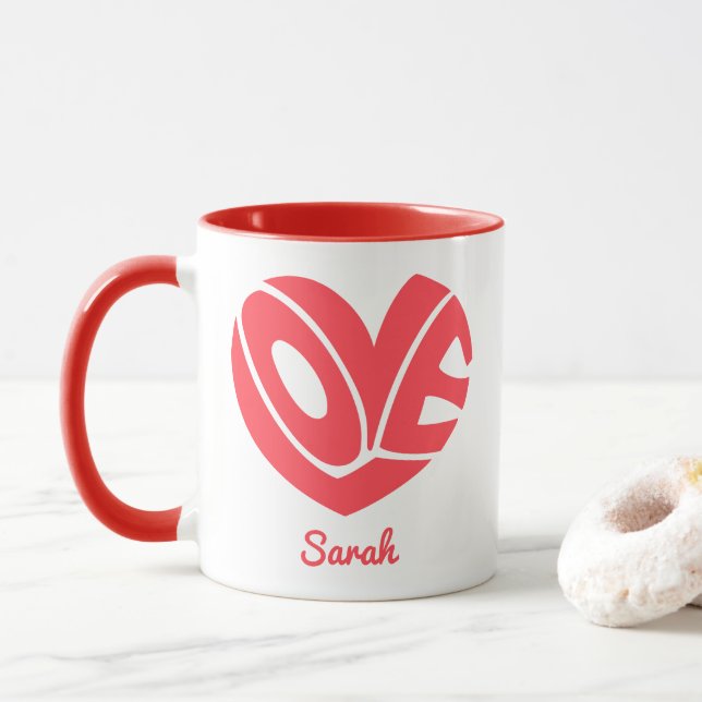 Cute Love Heart Coffee Mug Tasse (Mit Donut)