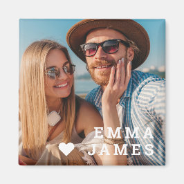 Cute Love Heart Photo Couples Personalized Names Magnet