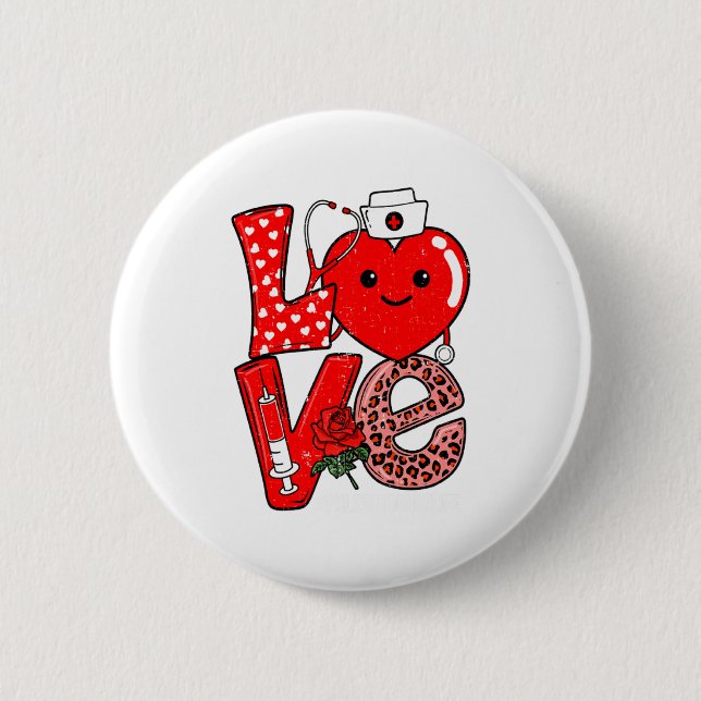 Cute Love Heart Stethoscope Phlebotomist Life Vale Button (Vorderseite)