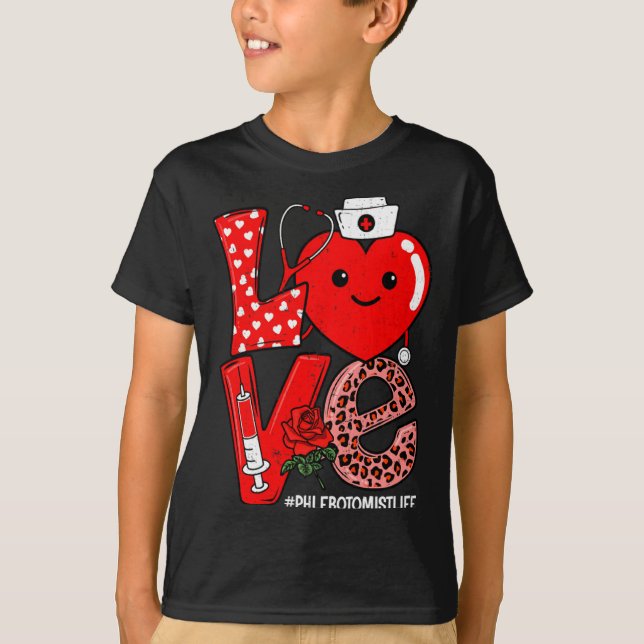 Cute Love Heart Stethoscope Phlebotomist Life Vale T-Shirt (Vorderseite)