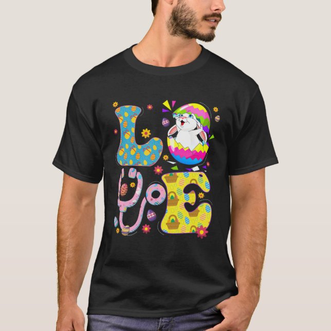 Cute Love Nurse Life Stethoscope Scrub Eggs Easter T-Shirt (Vorderseite)