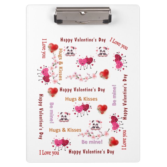 Cute Love Red Hearts Clipboard  Klemmbrett (Vorderseite)