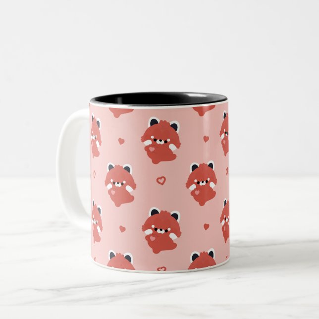 Cute Love Red Panda Zweifarbige Tasse (Vorderseite Links)