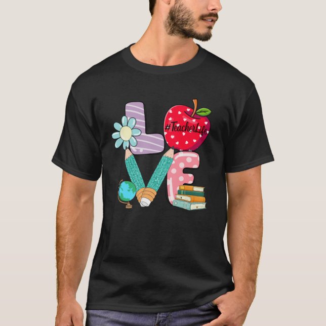 Cute Love Teaching Back to School I love Teachers  T-Shirt (Vorderseite)