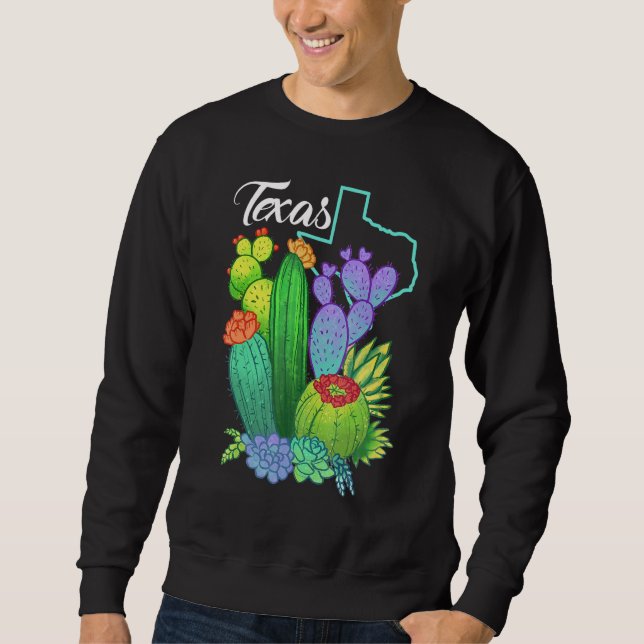 Cute Love Texas Blooming Cactus Flowers Sweatshirt (Vorderseite)