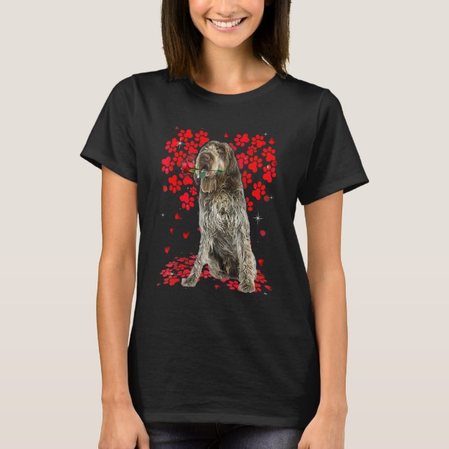 Cute Love Wirehaired Pointing Griffon Dog Valentin T-Shirt (Vorderseite)
