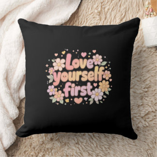 Cute Love Yourself Floral Quote Design | Gift Bag Kissen