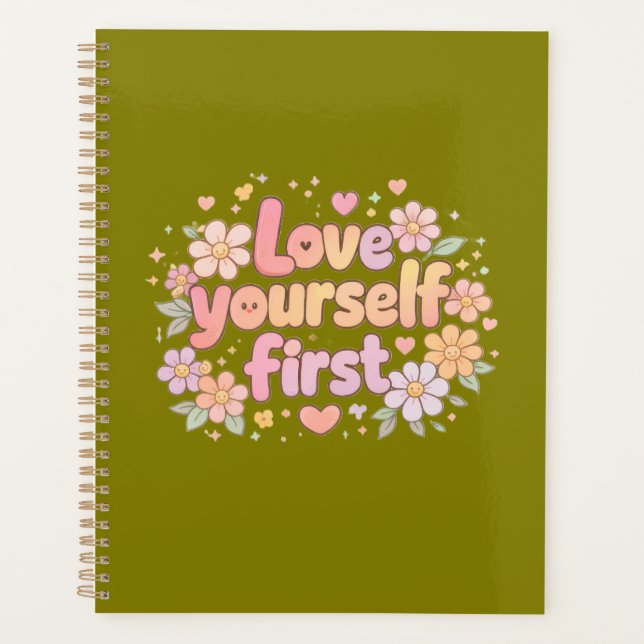 Cute Love Yourself Floral Quote Design | Gift Bag Planer (Vorderseite)