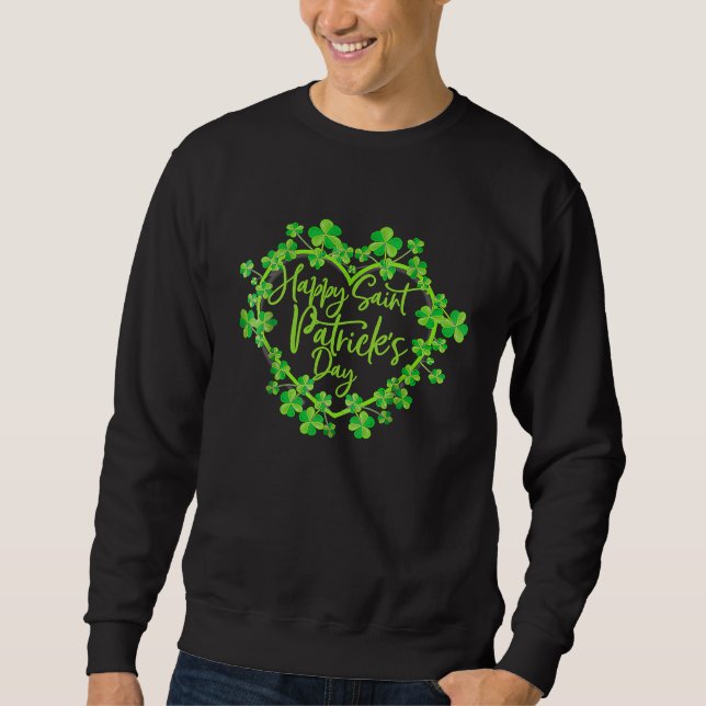 Cute Lucky Heart Shamrock Happy St Patricks Day Fa Sweatshirt (Vorderseite)