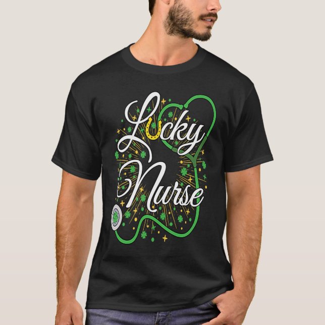 Cute Lucky Nurse St Patricks Day Shamrock Irish Nu T-Shirt (Vorderseite)