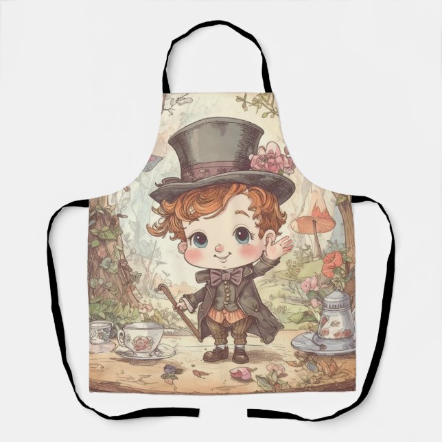 Cute Mad Hatter Whimsical Wonderland Woodland Art Schürze (Vorderseite)