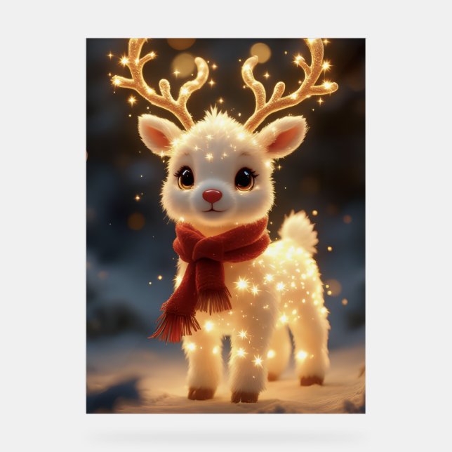 Cute Magical Reindeer with Sparkling Lights Acrylschild (Vorderseite)