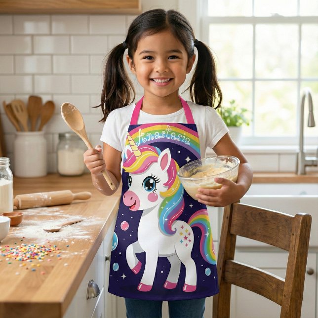 Cute Magical Sparkly Galaxy Unicorn Rainbow Schürze (Von Creator hochgeladen)