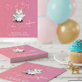 Cute Magical Unicorn Boy Baby Shower Napkins | Pin Serviette