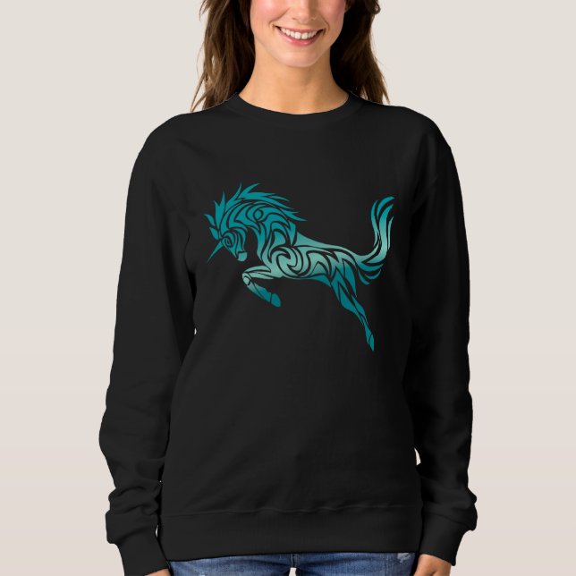 Cute Magical Unicorn Tribal Hawaiian Tattoo Sweatshirt (Vorderseite)