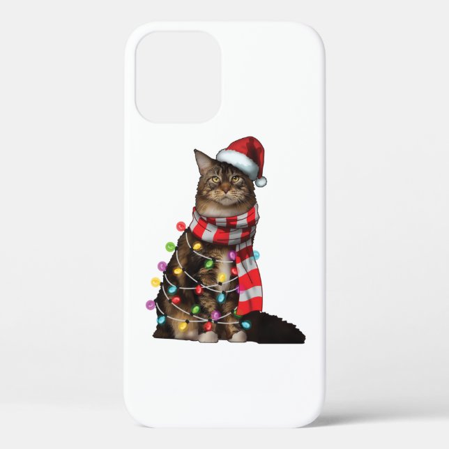 Cute Maine Coon Cat Funny Xmas Holiday Gift Case-Mate iPhone Hülle (Rückseite)