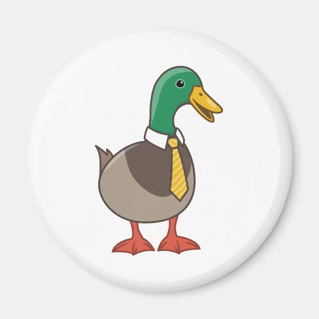 Cute Mallard Duck White Collar Necktie Magnet (Vorne)